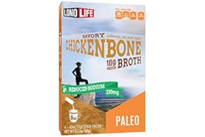 LonoLife Low-Sodium Chicken Bone Broth Sticks: 10g Protein, Keto-Friendly - 24 Portable Servings