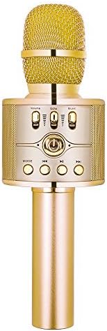 VERKB Wireless Karaoke Microphone with Speaker and FM, Kids Easter or Birthday Gift Idea, 4 in1 2200mAh Dynamic Bluetooth Portable Karaoke Machine for Smartphone, Home KTV, Party Host(Light Gold)