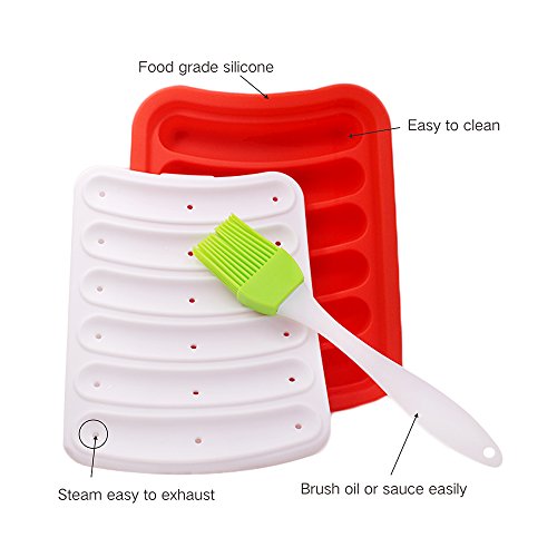 6 Cavities Sausage Hot Dogs Silicone Mold DIY Handmade Hamburger Pan, DanziX Molds for Ice Cube Tray Bread Candy Jelly Chocolate and Cake - Red