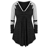 RUIVE Women’s Plus Size Pullover V-Neck Patchwork