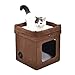 Amazon Basics Collapsible Cube Cat Bed, 15 x 15 x 17 Inches, Brown