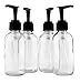 Cornucopia Brands 4oz Clear Glass Pump Bottles (4 Pack); Refillable Glass Containers w/Black Plastic Soap/Lotion Pump Dispensers
