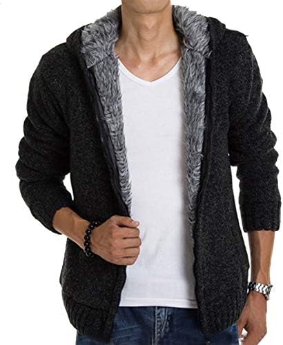 [スカイシイ] 5カラー ニットパーカー 裏起毛 厚手 防寒 暖かい 上着 フード付き アウター S~XL