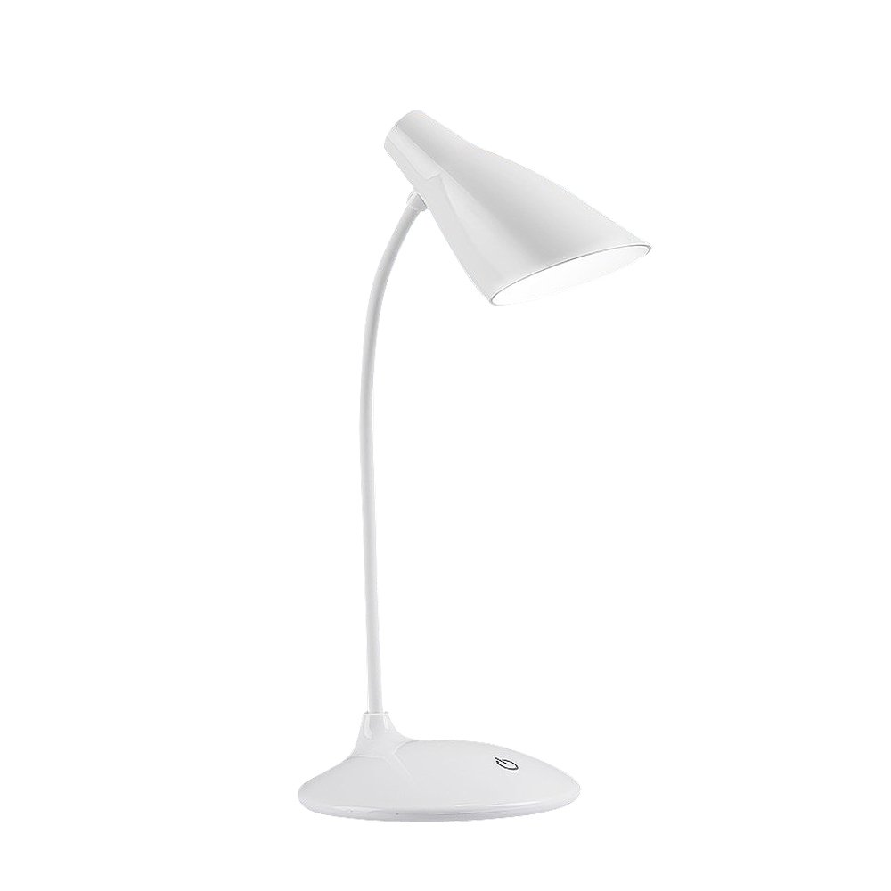 LED Desk Lamp, Flexible Gooseneck Table Lamp, Dimmable Office Reading Lamp with USB Charging Port, Rechargeable, 3 Brightness Levels, White