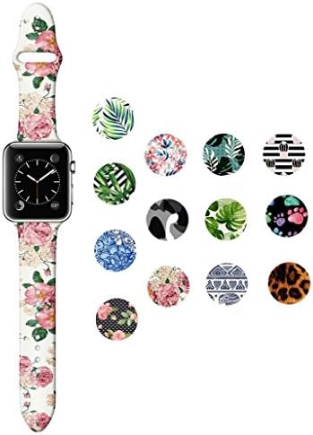 Dsigo Replacement Band for Apple Watch 38mm 40mm Series 4 Series 3 Series 2 Series 1 M/L, Strap Bands for iwatch, Silicone Sport Style Wristband, Personalized Design Pink Rose