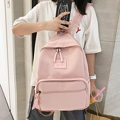 Excursion Sports Solid Color Zipper Backpack for Women, Girls Student Large Capacity Schoolbag Shoulder Bag, Lightweight Street Travel Camping Rucksack Satchel Daypacks
