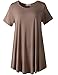 LARACE Women Short Sleeves Flare Tunic Tops for Leggings Flowy Shirt (L, Khaki)