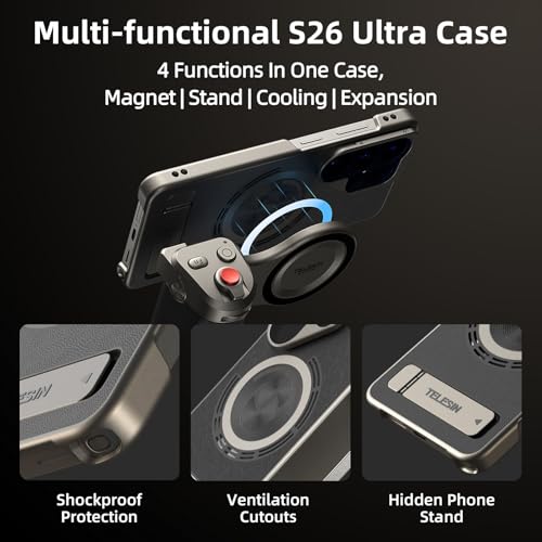 Master Grip para Samsung Galaxy S26 Ultra, Empuñadura de cámara con Batería de 3200 mAh, Filtro ND16, Flash del Teléfono Móvil, Carga Inalámbrica, Funda Magsafe,Empuñadura de Cámara para S26 DSLR