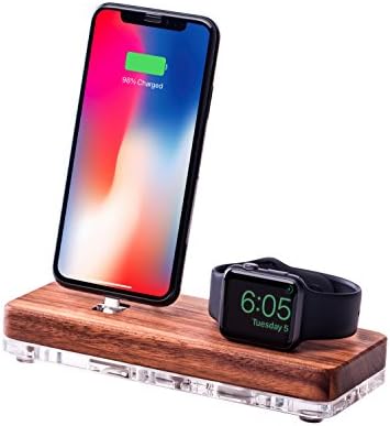 Apple Watch Dock, iPhone and Apple Watch Docking Station, Apple Watch Wooden Stand | ATIK Charging Dock for iPhone 5, 6, 7, 8, X | Apple Watch Charger for Series 1/2/3