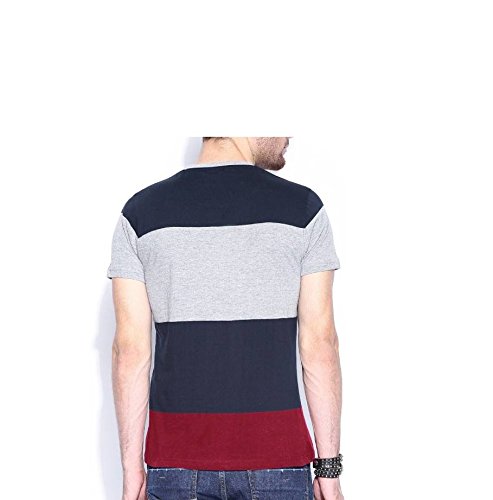 urbano fashion men's navy blue, grey, maroon henley neck half sleeve t-shirt