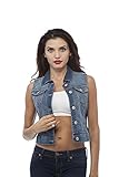 Hollywood Star Fashion Women's Sleeveless Button up Jean Denim Jacket Vest (Small, Medium Blue)