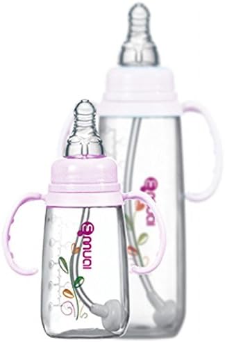MUAI Natural Baby Bottle BPA Free Polypropylene Bottle Soft Straw Feeding Bottle Set/Best Baby Feeding Bottle Gift Set, 2 Count (Pink)