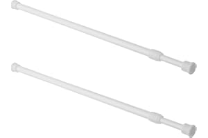 LALADEFIEE 2pcs White Telescopic Tension Rods 40-70cm Diameter 1.3cm, Multipurpose Extension Curtain and Closet