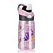 mountop Sports Water Bottle for Kids with Pop-up Straw and Clip Handle, Non-Toxic & Eco-Friendly 0.4L 14 oz(School Girl, Sakura Pink, Little Butterfly and Flower)