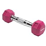 Reebok Rubber Hex Dumbbell (2-Pounds, Dark Pink)