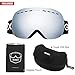 Gonex Professional Ski Goggles OTG Anti-fog Windproof UV Protection with Double Lens For Skiing Snowboard Skate Winter Sports+Goggle Case EVA Box Black Frame(Silver Lens)