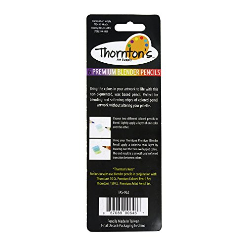 Thornton's Art Supply Premium Colorless Blender Pencils, Pack of 6
