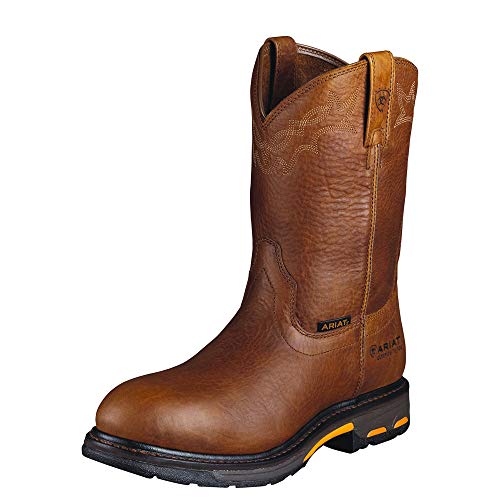 Ariat Men's Workhog Pull-on Composite Toe Work Boot, Aged Bark/Army Green, 11 D US