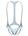 sandbank Men’s Sexy Mesh Wrestling Singlet Underwear Jockstrap Bodysuit Jumpsuit (M, Light Grey)