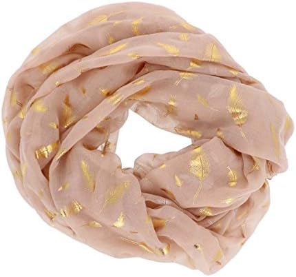 Women Lightweight Feather Foil Infinity Loop Circle Scarf