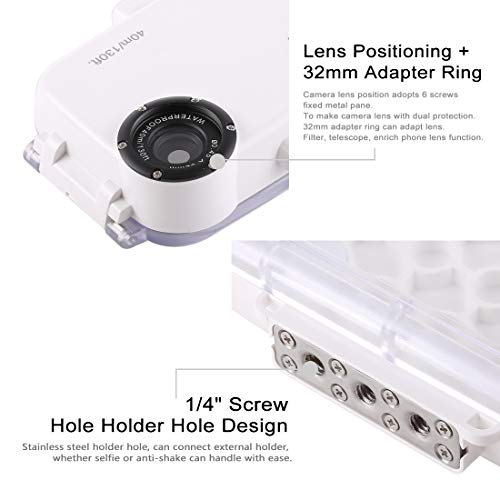 HAWELL iPhone XR Diving Case, Professional [40m/130ft] Surfing Swimming Snorkeling Photo Video Waterproof Protective Case Underwater Housing for iPhone with Lanyard (iPhone XR White) - Thumbnail 3