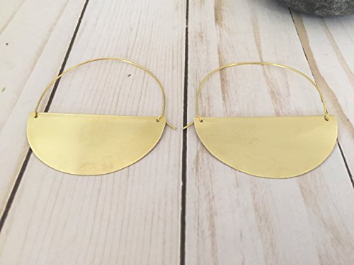 Brass Half Moon Hoop Earrings