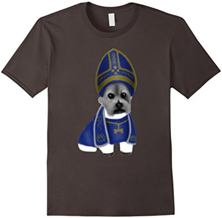 Mens Funny Holy Dog With Pope Costume Art Gift T-Shirt 3XL Asphalt