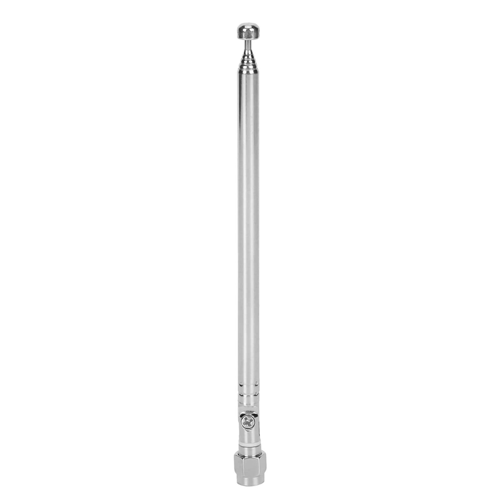 ZAWELIYO Telescopic Antenna SMA Male Connector Alloy Steel Silver 6 Sections Telescopic for LimeSDR Radio Communication, Frequency Range 40MHz-6G