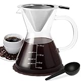 Secura Pour Over Coffee Dripper, 17 oz, Glass Coffeemaker with Stainless Steel Filter