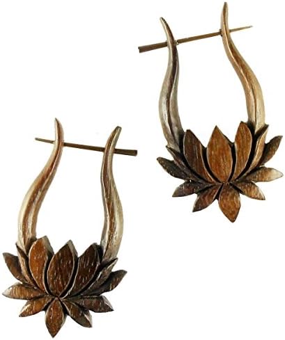 Lotus. sono wood earrings.