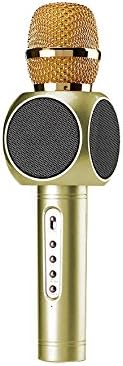 Wireless Microphone Karaoke, Bluetooth Speaker Portable Handheld Microphone Home KTV Outdoor Party Muisc Karaoke for Apple iPhone Android Smartphone or PC by Hyfanda (2600mAh, AUX, Gold)