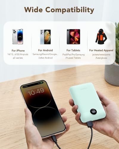 20000mAh Batería Externa Power Bank - Batería Portátil con Carga Rápida 22.5W QC3.0, USB-C Entrada y Salida para iPhone, Android, Tablets y Más (Verde Jade)