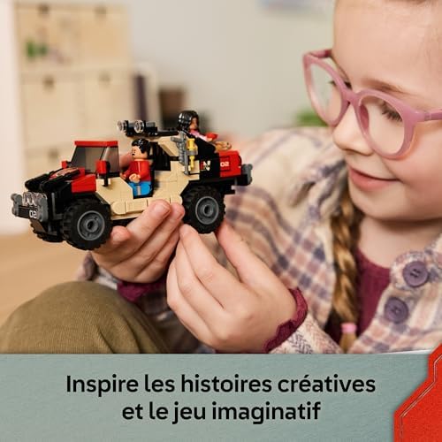 Jurassic World Le Vélociraptor et l’Évasion en 4x4, Jouet sur Le Thème des Dinosaures, Set de Construction et d’Aventure pour Enfants avec Véhicule, Cadeau pour Garçons et Filles dès 6 Ans 76972