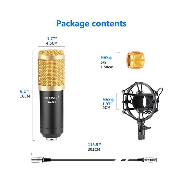 Neewer NW-800 Studio Rundfunk Aufnahme Mikrofon Set NW-800 Professionelle Kondensator-Mikrofon/Mikrofon… – Bild 5