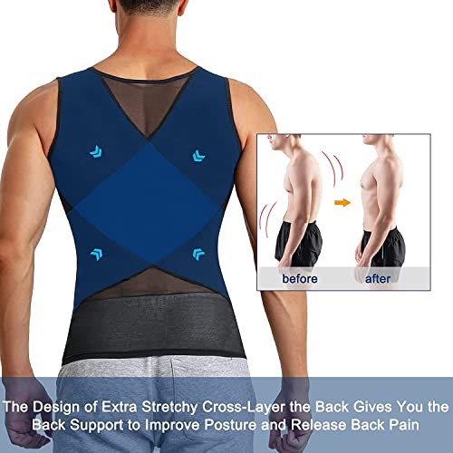 KUMAYES Men's Slimming Shapewear Slimming Flat Tummy Vest T Shirt Slimming Invisible Compression Vest Body Shaper