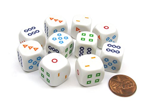 Shapes Dice D6 16mm (5/8in) Pack of 10 Dice Koplow Games