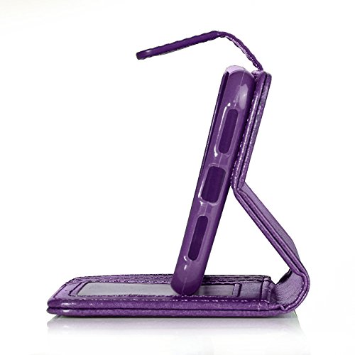 iPhone X Case, HLCT PU Leather Wallet Case, With Soft TPU Protective Bumper, Built-In Stand Kickstand, Cash And Card Pockets (Purple)