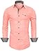 TAM WARE Mens Inner Plaid Oxford Cotton Button Down Dress Shirts TWNEL565S-319S-PINK-US S