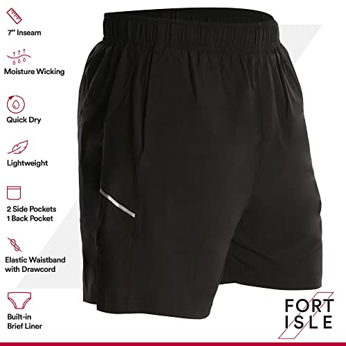 Fort Isle Mens Running Shorts 6 Inch Inseam Lightweight Breathable Athletic Shorts for Men