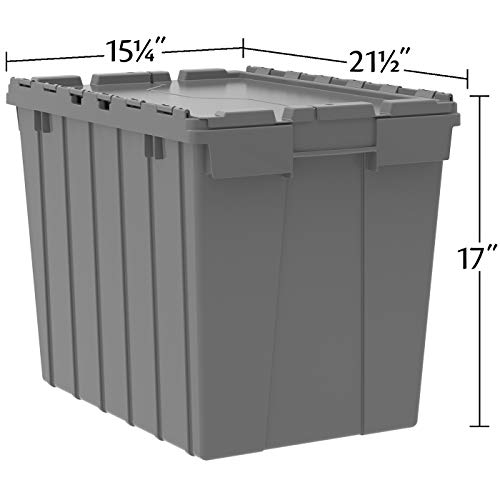 AkroMils 39170 Industrial Plastic Storage Tote with Hinged Attached