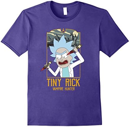 Mens Rick &amp; Morty Tiny Rick - Vampire Hunter 2XL Purple