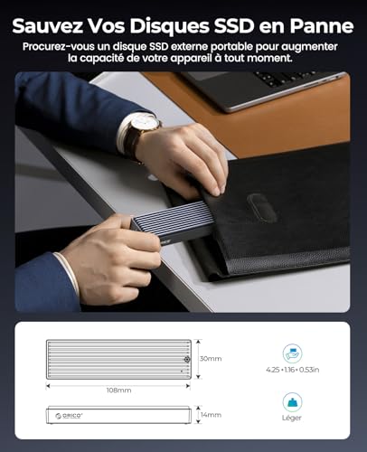 ORICO M.2 NVMe SSD Enclosure 10Gbps USB External Adapter USB3.2/ USB3.1 Gen2 USB-C Hard Drive Enclosure for M.2 PCIe NVME M-Key 2230/2242/2260/2280 SSD, with UASP - M2PV