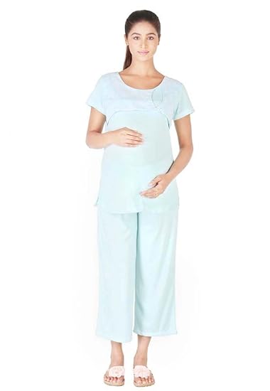 Blue Nursing Pyjama Set / Maternity Wear / Pregnancy Wear / Nursing Wear / Feeding Pyjama With Zip - Blue Nursing Pyjama Set / Maternity Wear / Pregnancy Wear / Nursing Wear / Feeding Pyjama With Zip