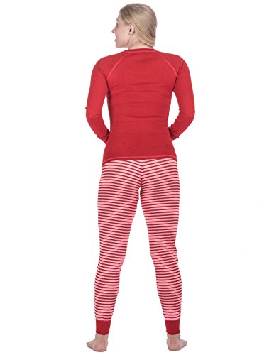 Noble Mount Women's Knit Sleep/Lounge Set (Juniors) - Stripes Red - Medium - Thumbnail 2
