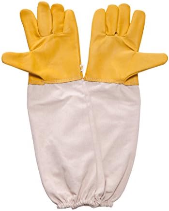 Feekr Professional Beekeeping Gloves Goatskin Anti Bite with Long Sleeve Beekeeper Protective Gloves 18.9 inch,XL