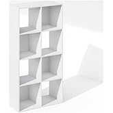 Furinno PELLI Book Shelf, 8-Cube Bookshelf, Horizontal Cube Storage Organizer Bookcase, 11.7 x 23.7 x 47, for Living Room, Bedroom, Home Office, White
