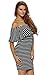 Astylish Womens Brief Off Shoulder Striped Bodycon Casual Ruffles Mini Dress Small Black