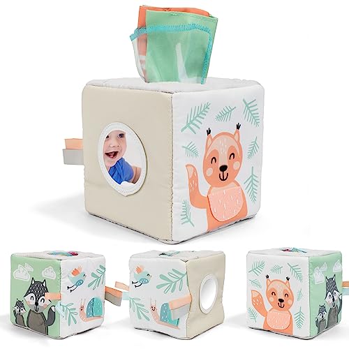 Fun Baby Tissue Box with Stimulating Mirror For