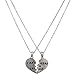 LUX ACCESSORIES Partners in Crime Heart BFF Best Friends Heart Pendant Necklaces (2pc)