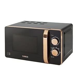 Tower T24020 Manual Microwave with 30-Minute Timer and 6 Power Levels, 20L, 800W Black and Rose Gold